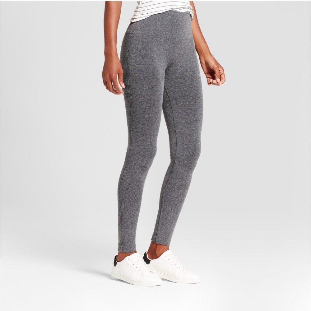 Women's Plus Size High Waist Cotton Blend Seamless Leggings Grey 2X A New Day